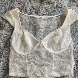 Garage Cream Lace Crop Top